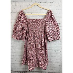 ELOQUII stretch cotton smocked polka dot open shoulders dress 18 NWOT